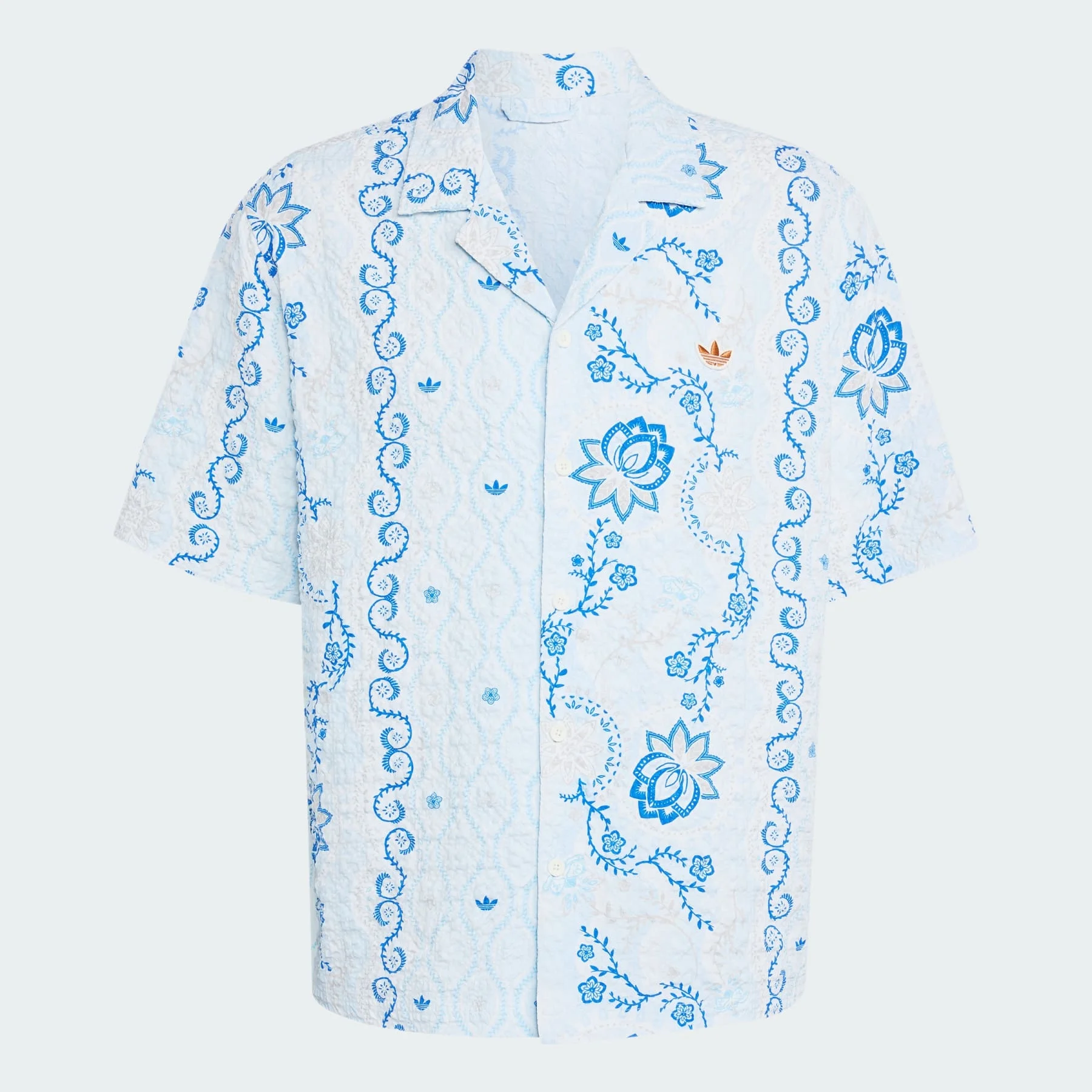 ADIDAS ORIGINALS SUMMER GLOW PRINTED SEERSUCKER RESORT SHIRT - 1
