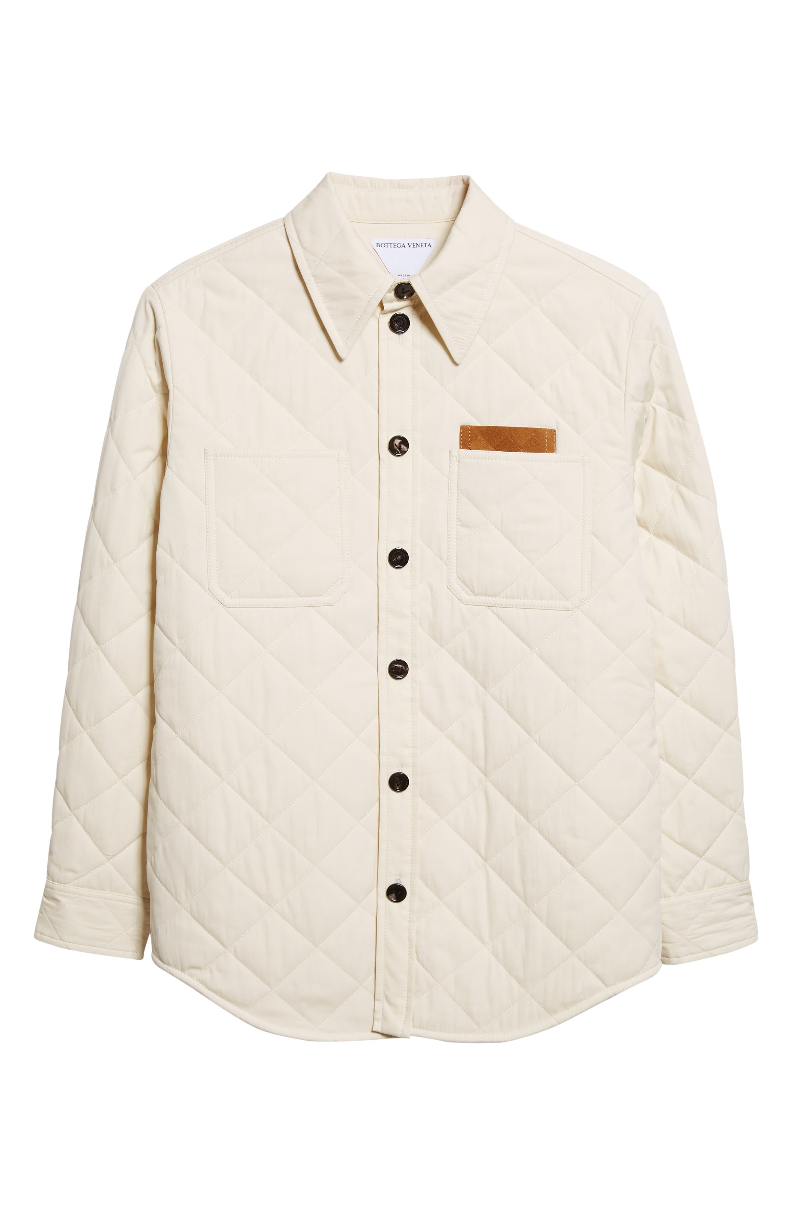 Bottega Veneta Quilted Cotton Blend Overshirt in 9028 Sea Salt at Nordstrom - 7