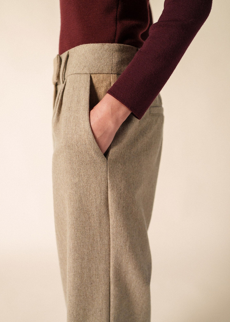 BIANCA HIVER Pleated Wool Flannel Pants 6