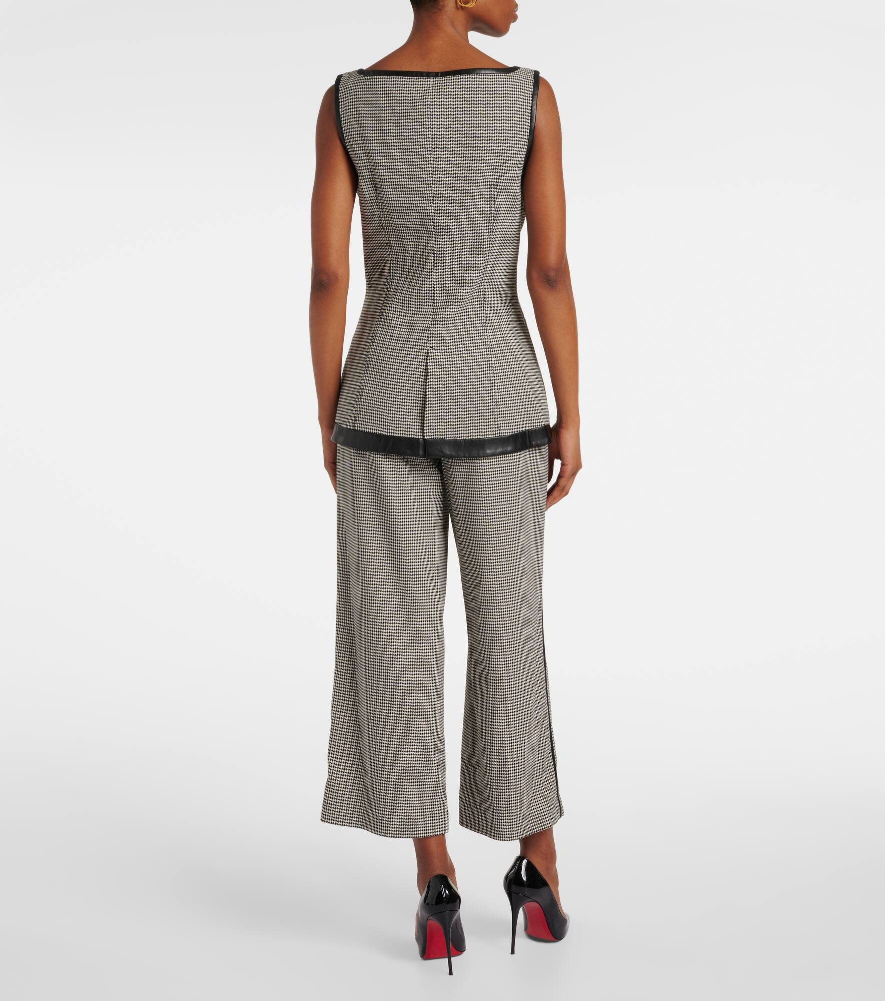 Cressida checked faux leather-trimmed vest - 3