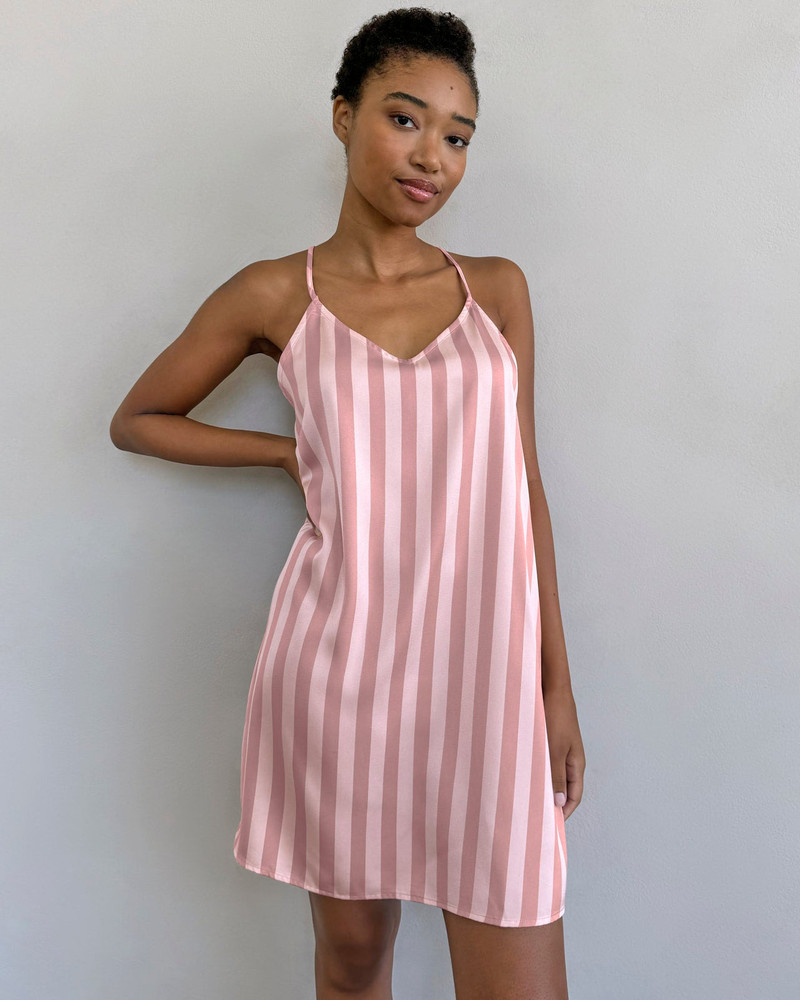 Cabana Stripe Satin Silk Chemise 5