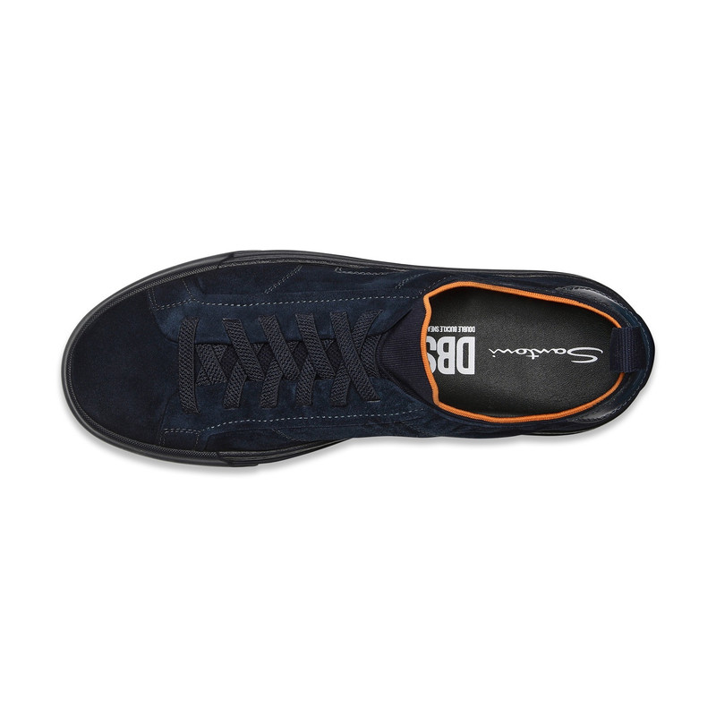 Men's blue suede and leather slip-on sneaker 5