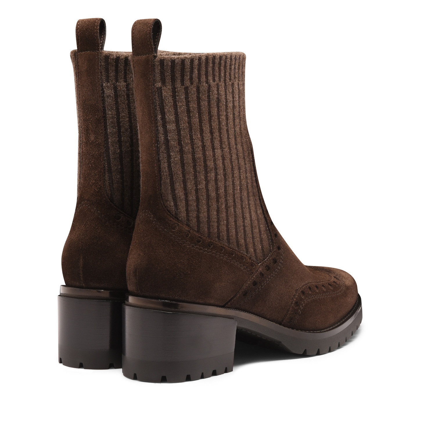 Women's dark brown suede low-heel ankle boot - 2