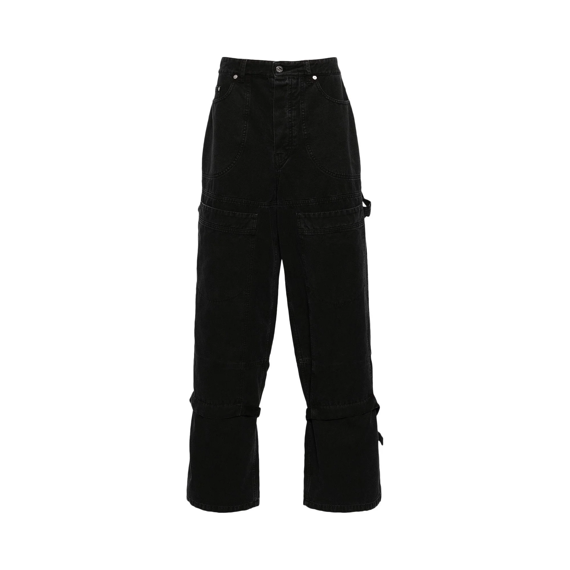 Off-White Strap Detail Canvas Carpenter Trousers 'Black' - 1