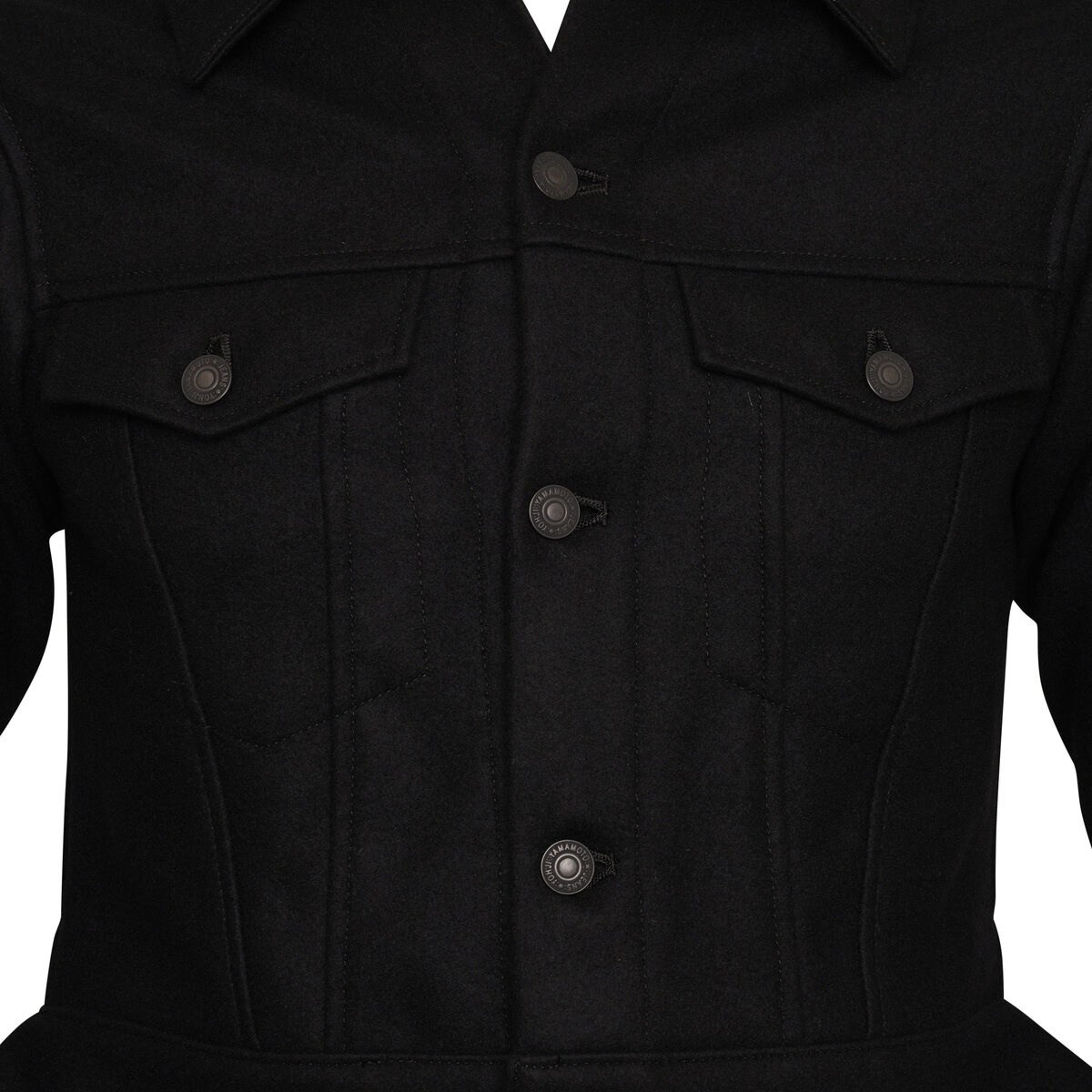 Wool Trucker Jacket in Black - 2