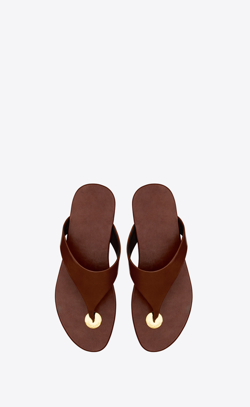 SAINT LAURENT kouros slides in smooth leather outlook