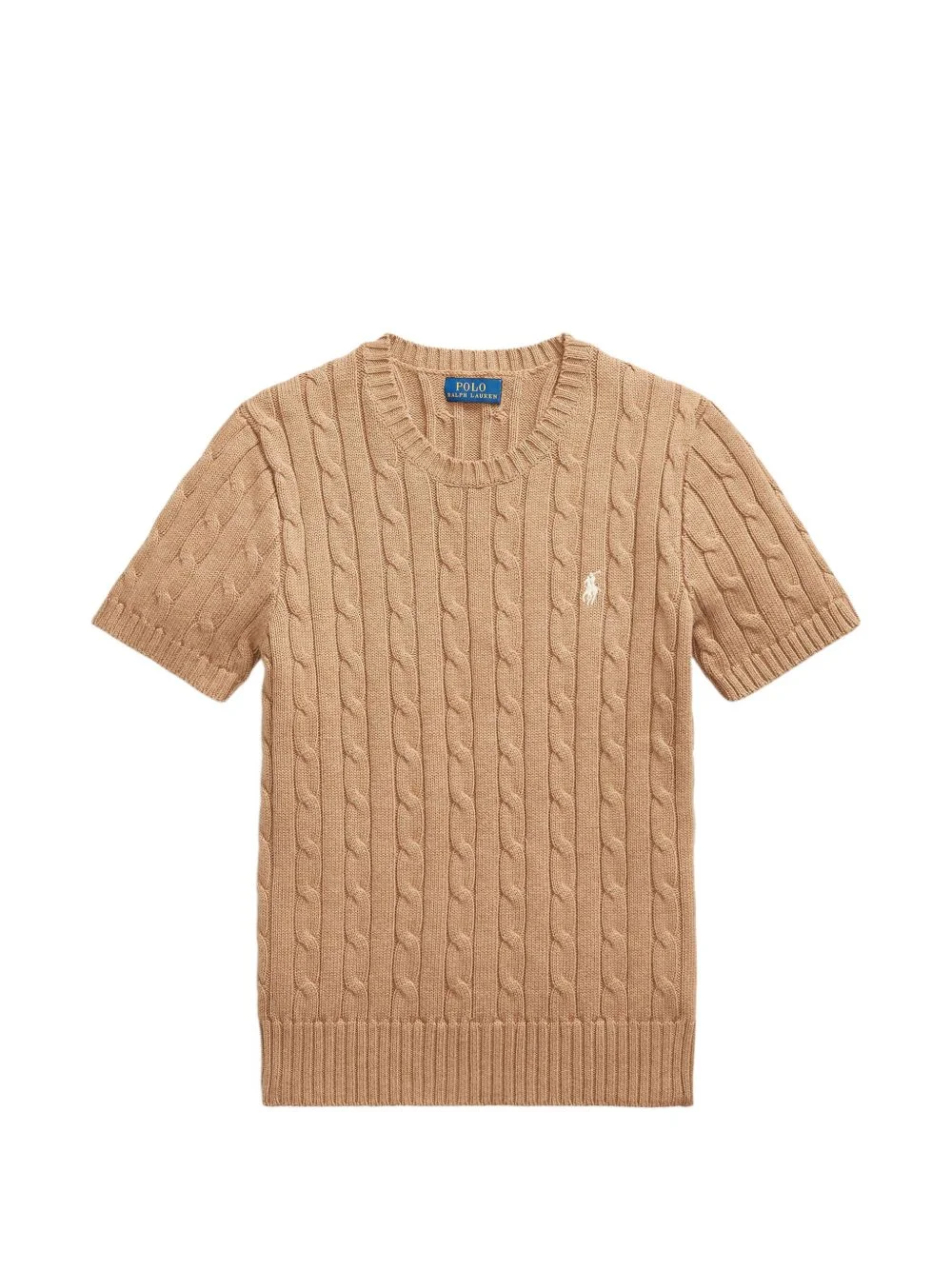cable-knit short-sleeve T-shirt - 1