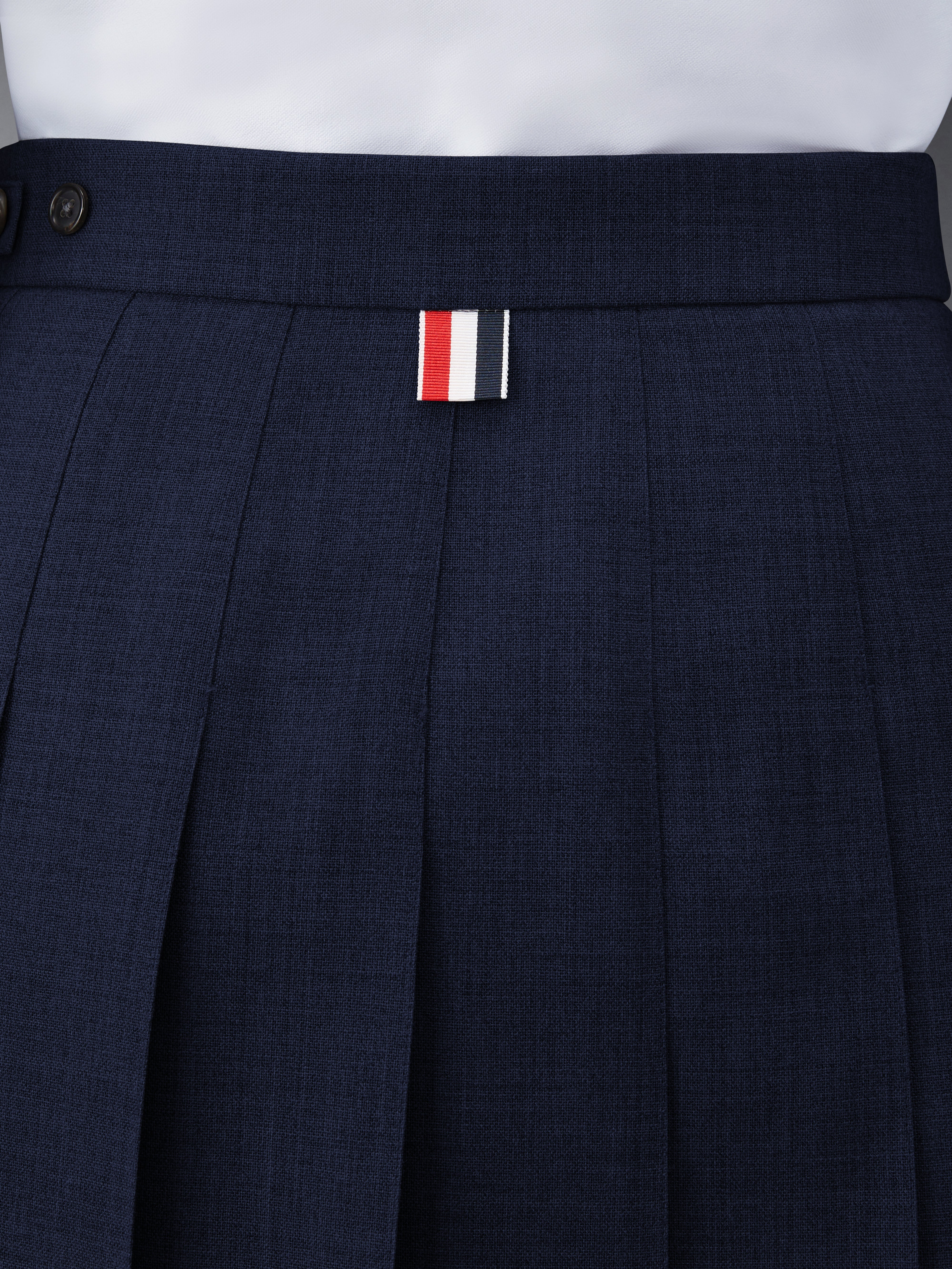 THIGH LENGTH DROPPED BACK PLEATED SKIRT IN 2PLY FRESCO - 6