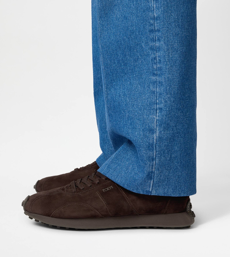 Tod's T VINTAGE SNEAKERS IN PASHMY SUEDE - BROWN outlook