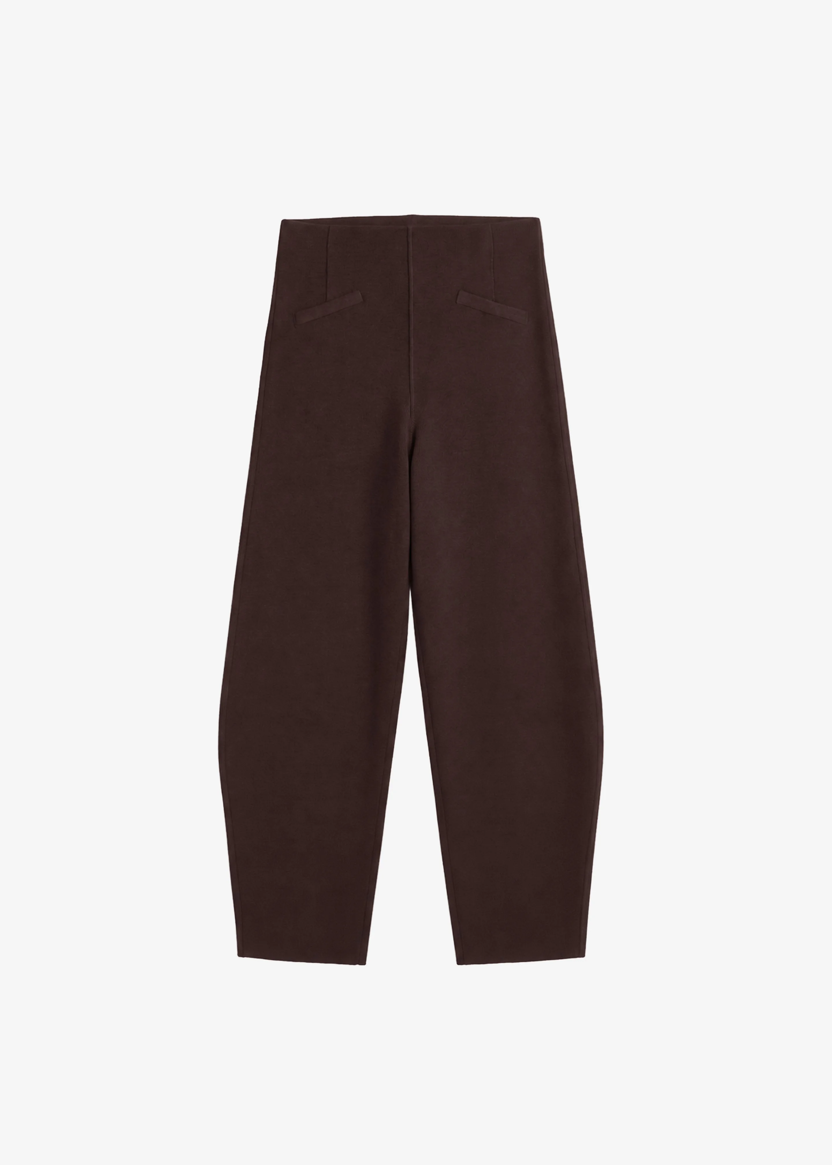 Enya Knit Barrel Leg Pants - Brown - 1