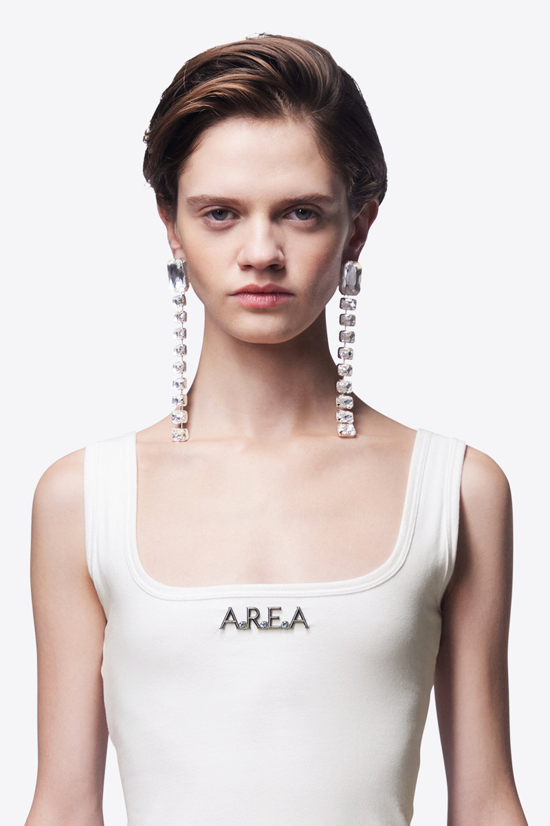 AREA BAGUETTE CRYSTAL DROP EARRINGS outlook