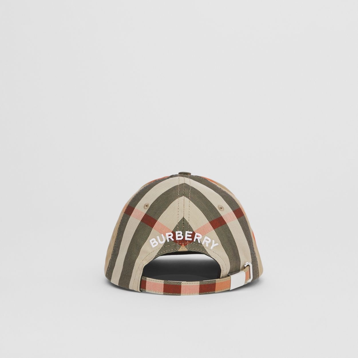 Logo Detail Check Cotton Baseball Cap - 4