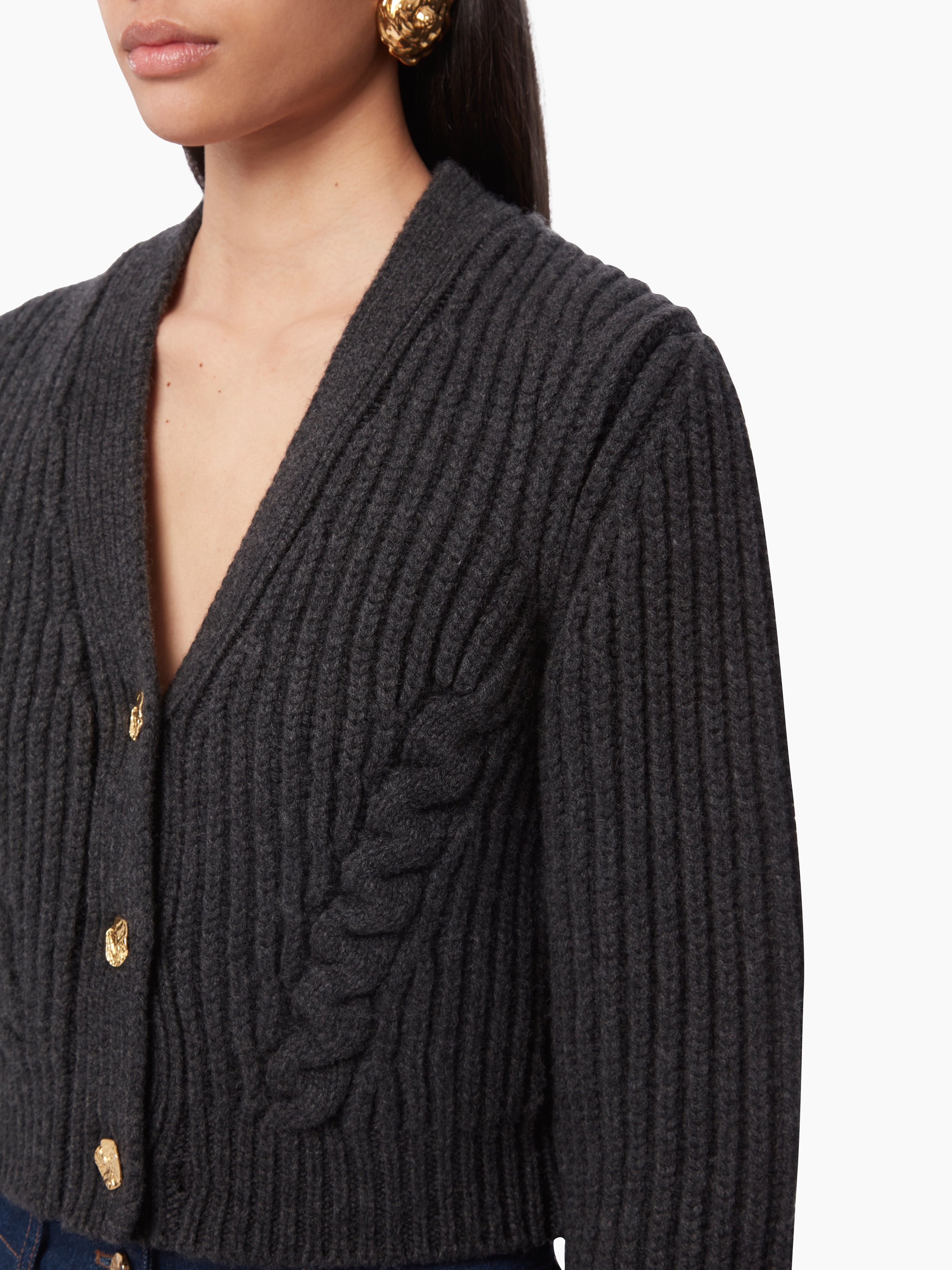 V-NECK KNIT CARDIGAN - 4