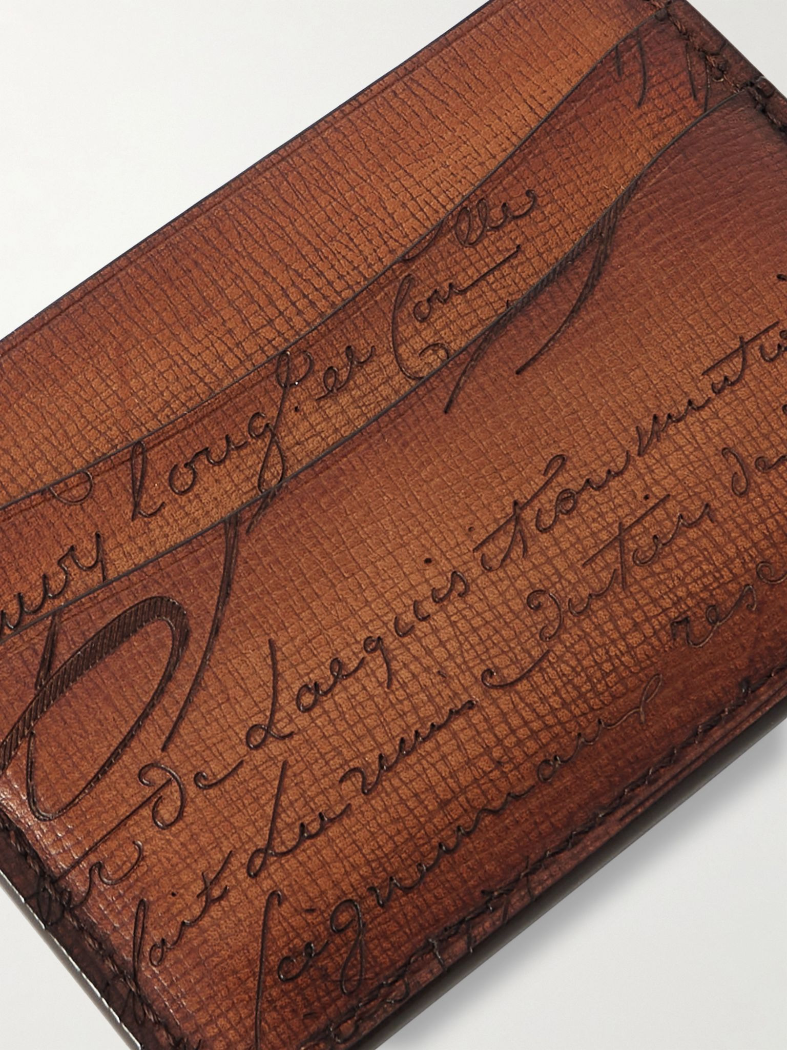 Bambou Neo Scritto Venezia Leather Cardholder Brown - 3