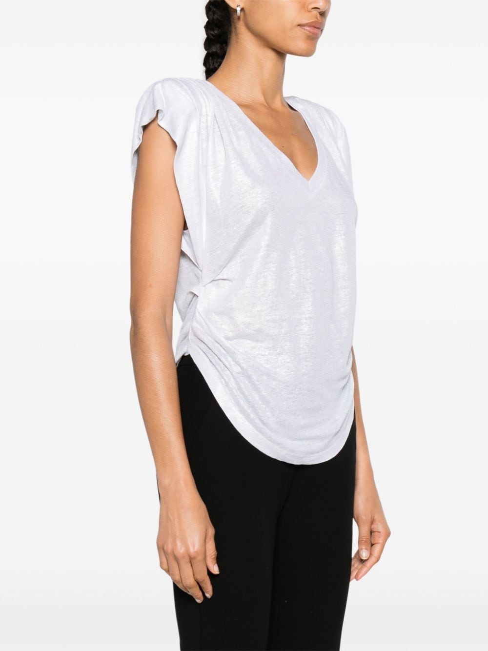 ruched V-neck T-shirt - 3