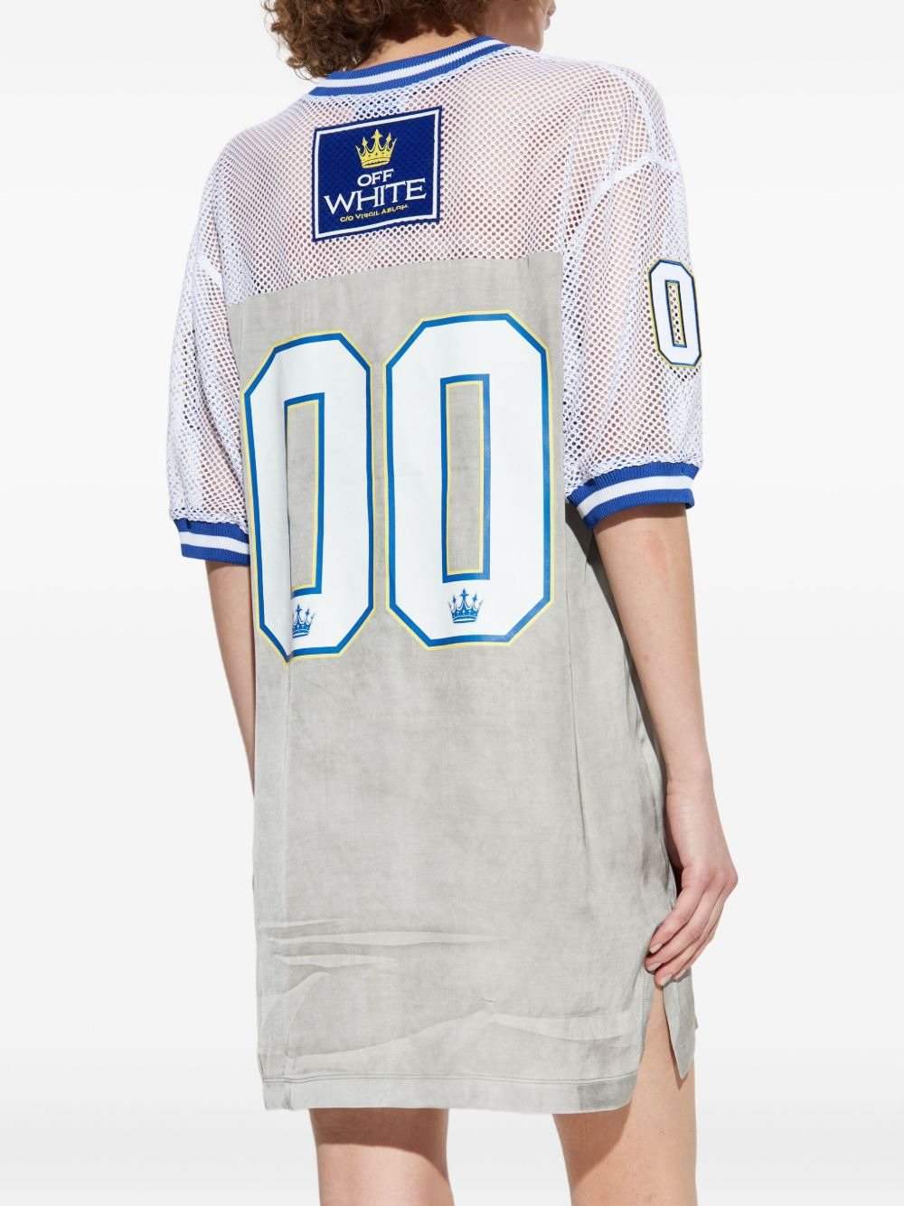 mesh-insert jersey dress - 4