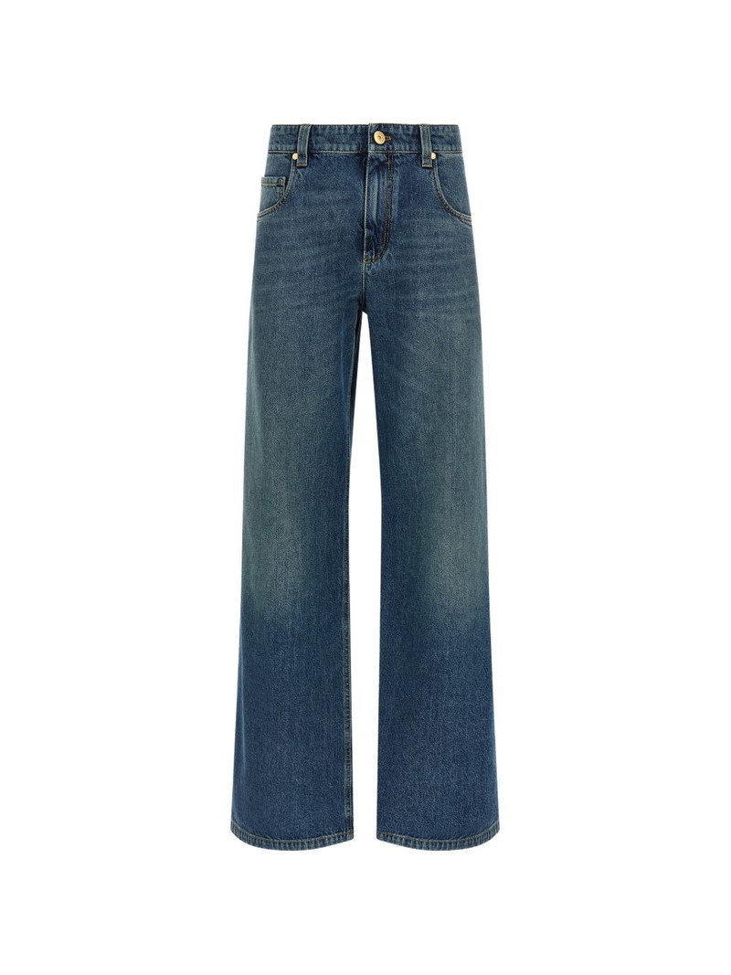 contrast-stitching stonewashed-denim jeans 1