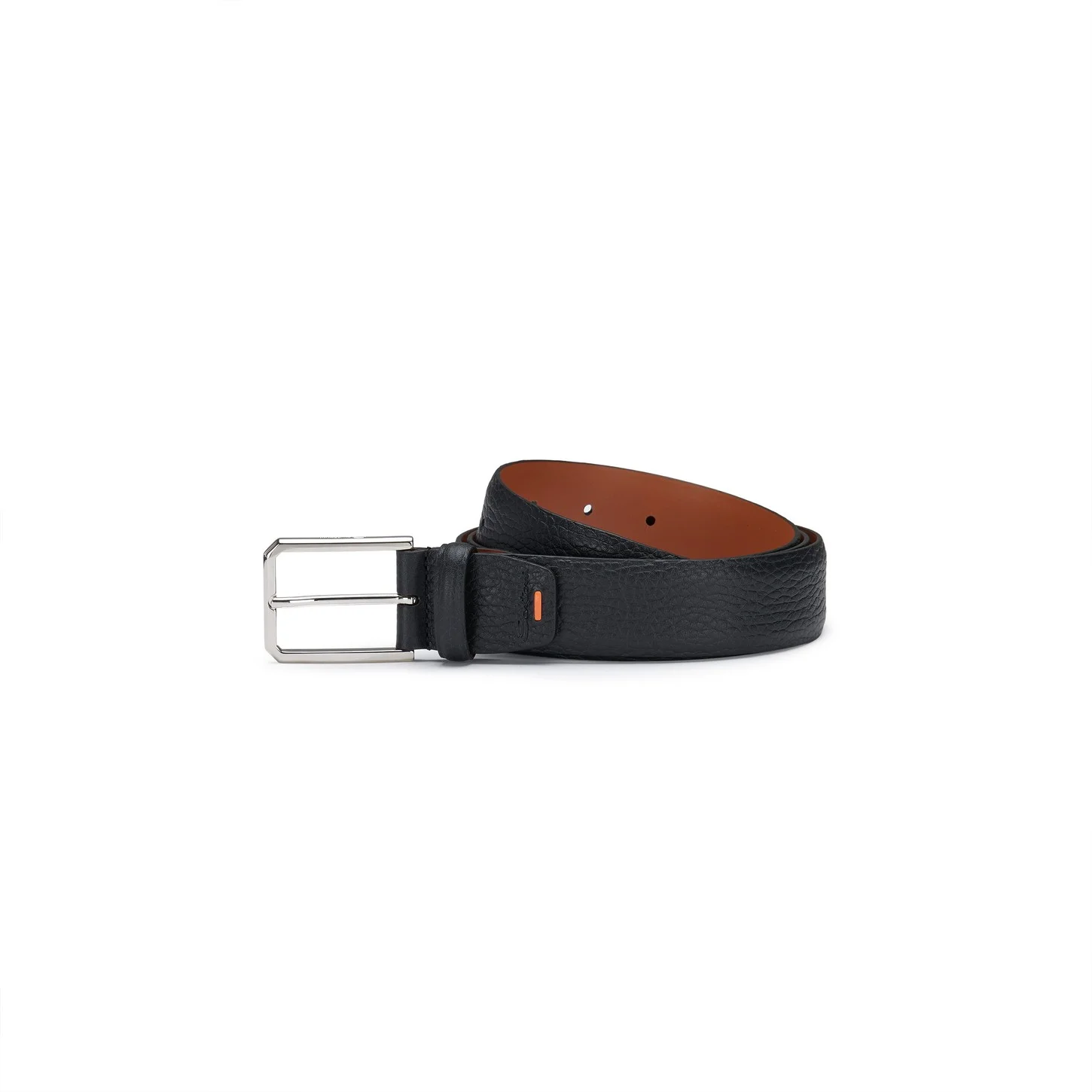 Black tumbled leather adjustable belt - 1