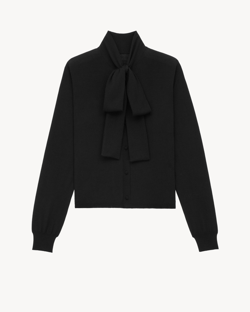 LAVALLIÈRE CARDIGAN IN CASHMERE, WOOL, AND SILK 1