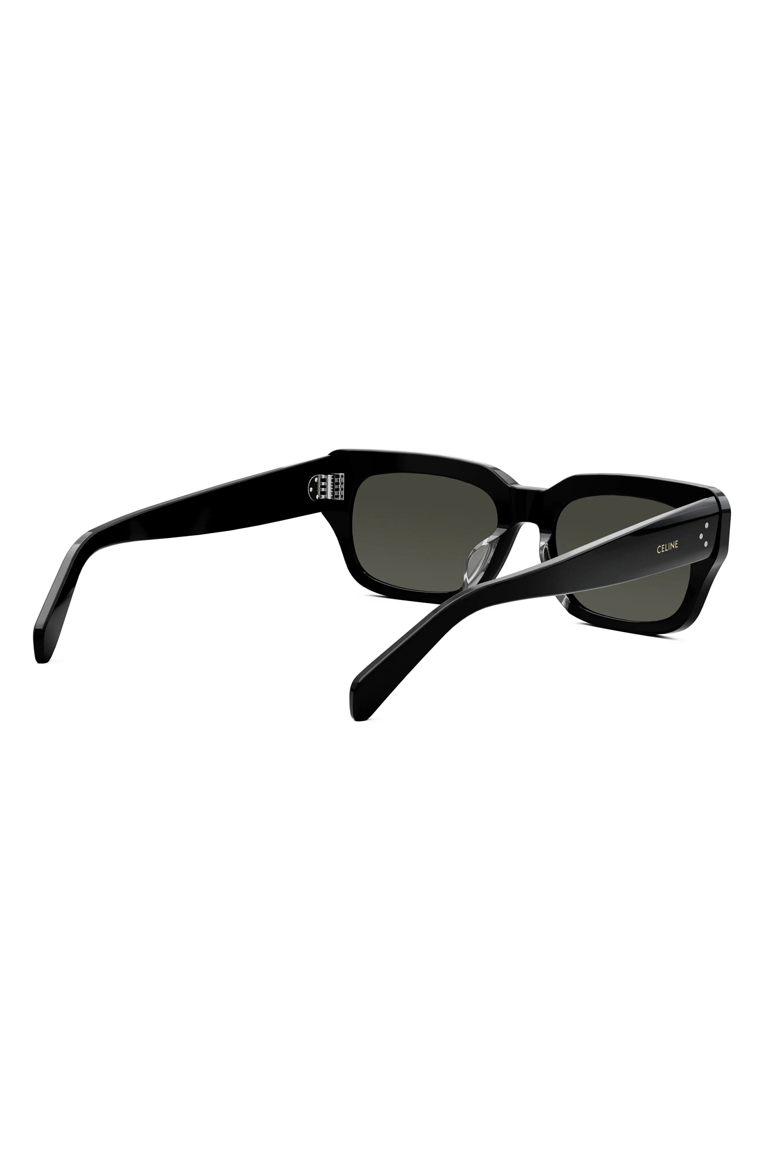 Bold 3 Dot Rectangular Sunglasses in Shiny Black /Smoke - 7