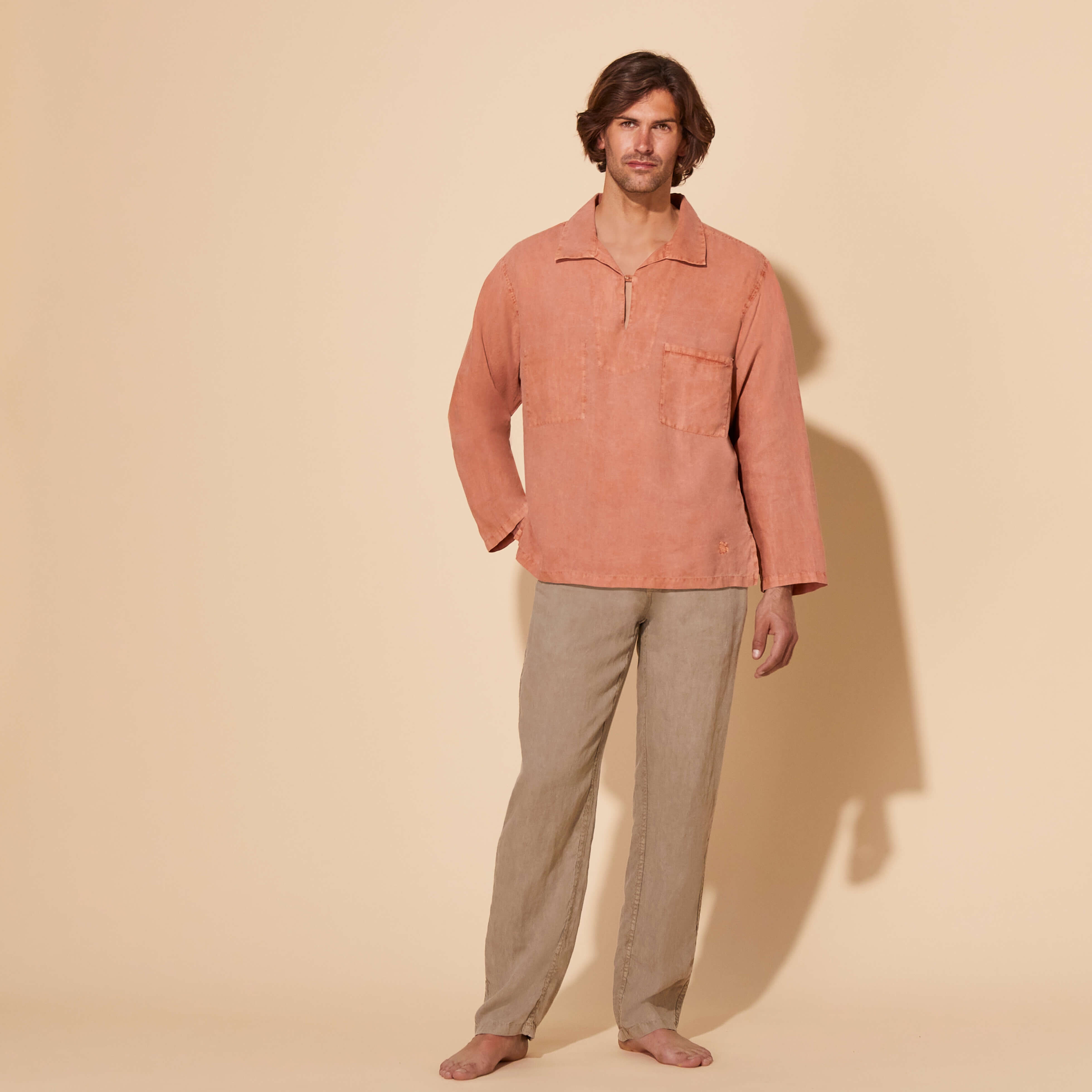 Men Linen Vareuse Shirt Mineral Dye - 3