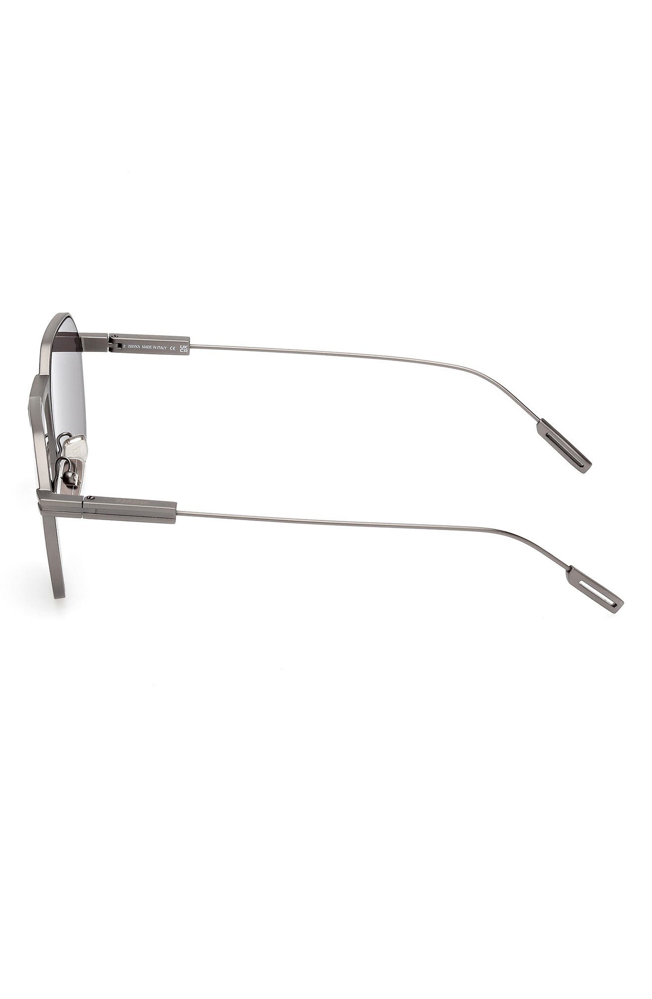 ZEGNA 55mm Round Sunglasses in Brushed Gunmetal at Nordstrom - 5