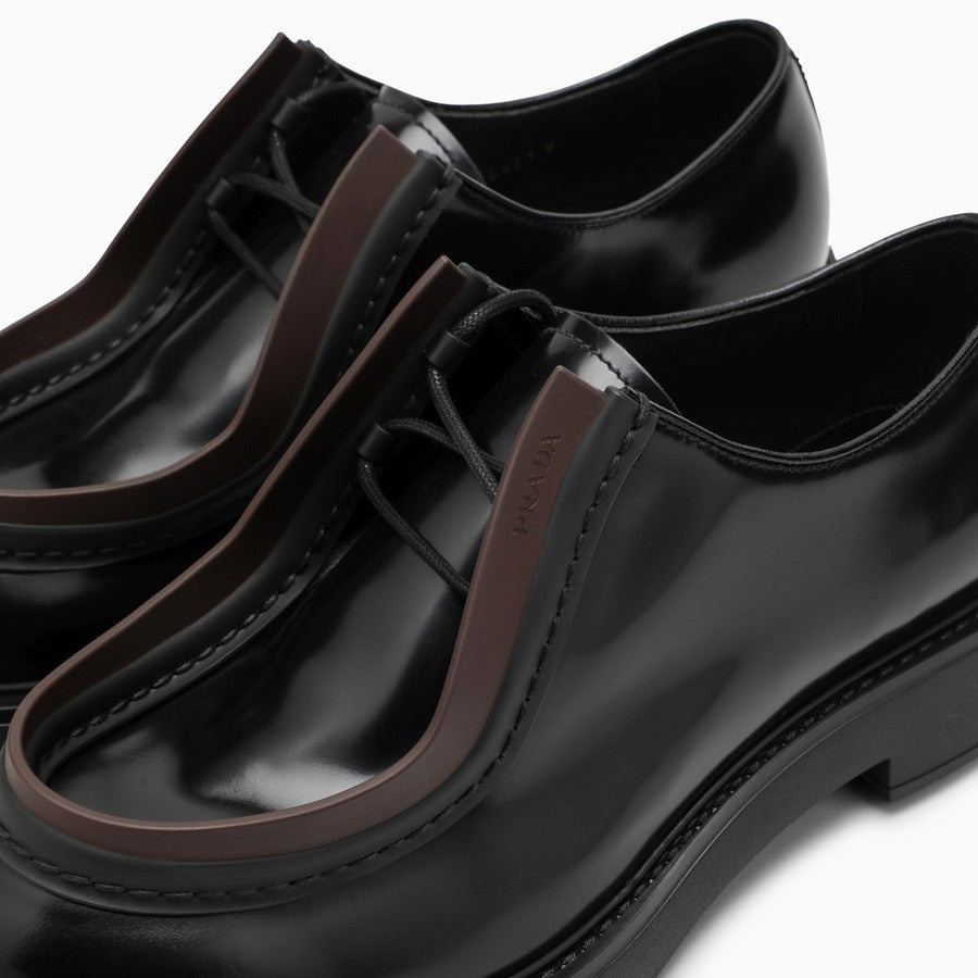 Prada Men Black/Brown Leather Diapason Lace-Up - 5