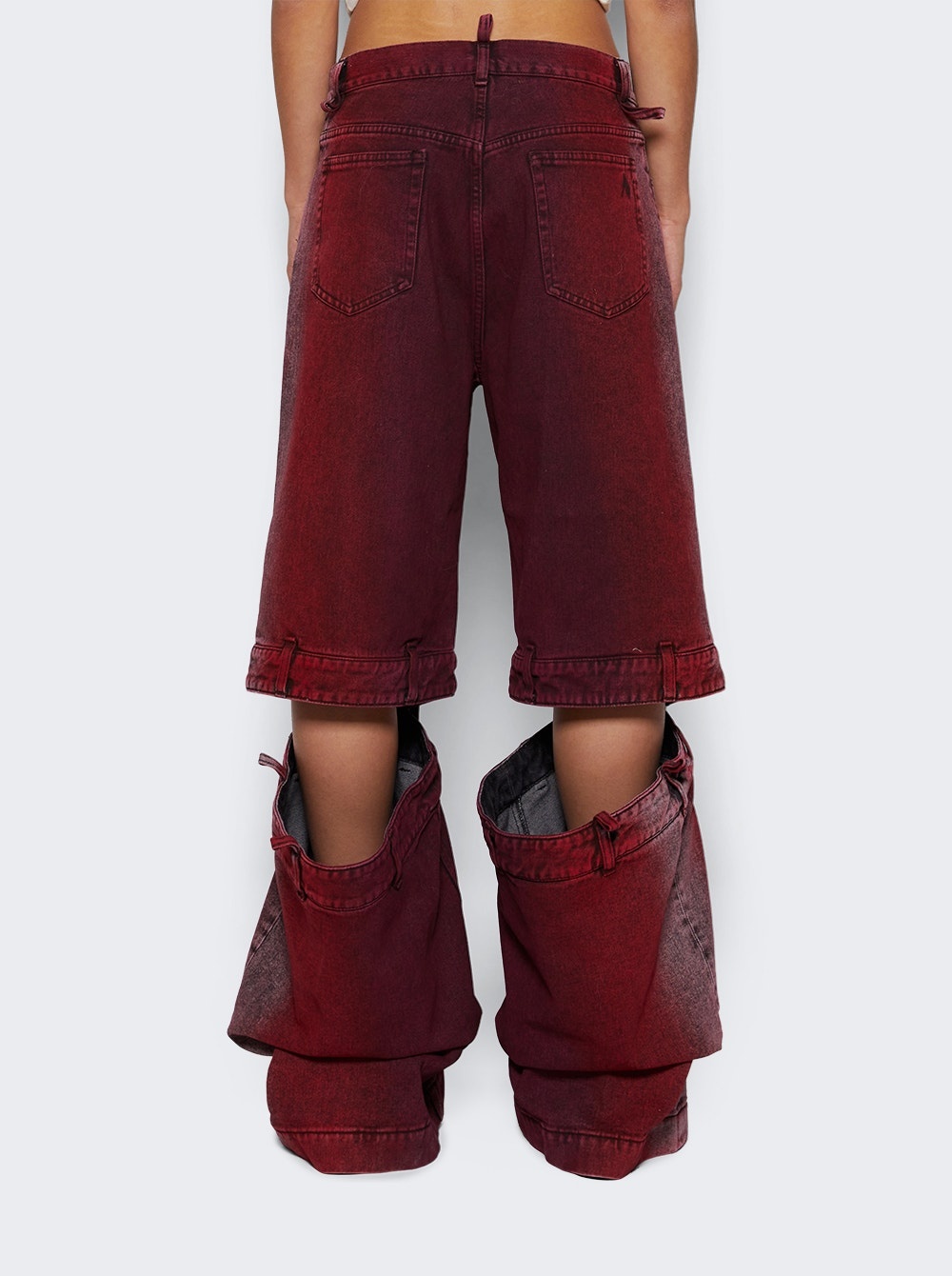 Cutout Mid Rise Jeans Red And Purple - 5