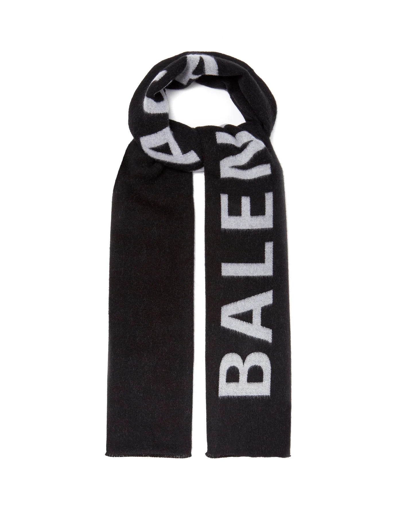 Logo-jacquard wool scarf - 1