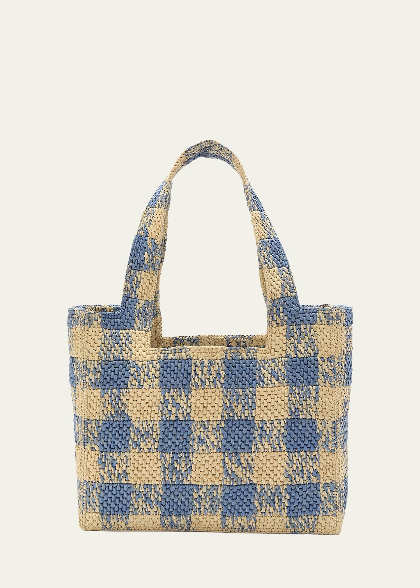 Medium Logo Tote Bag in Gingham Raffia - 2