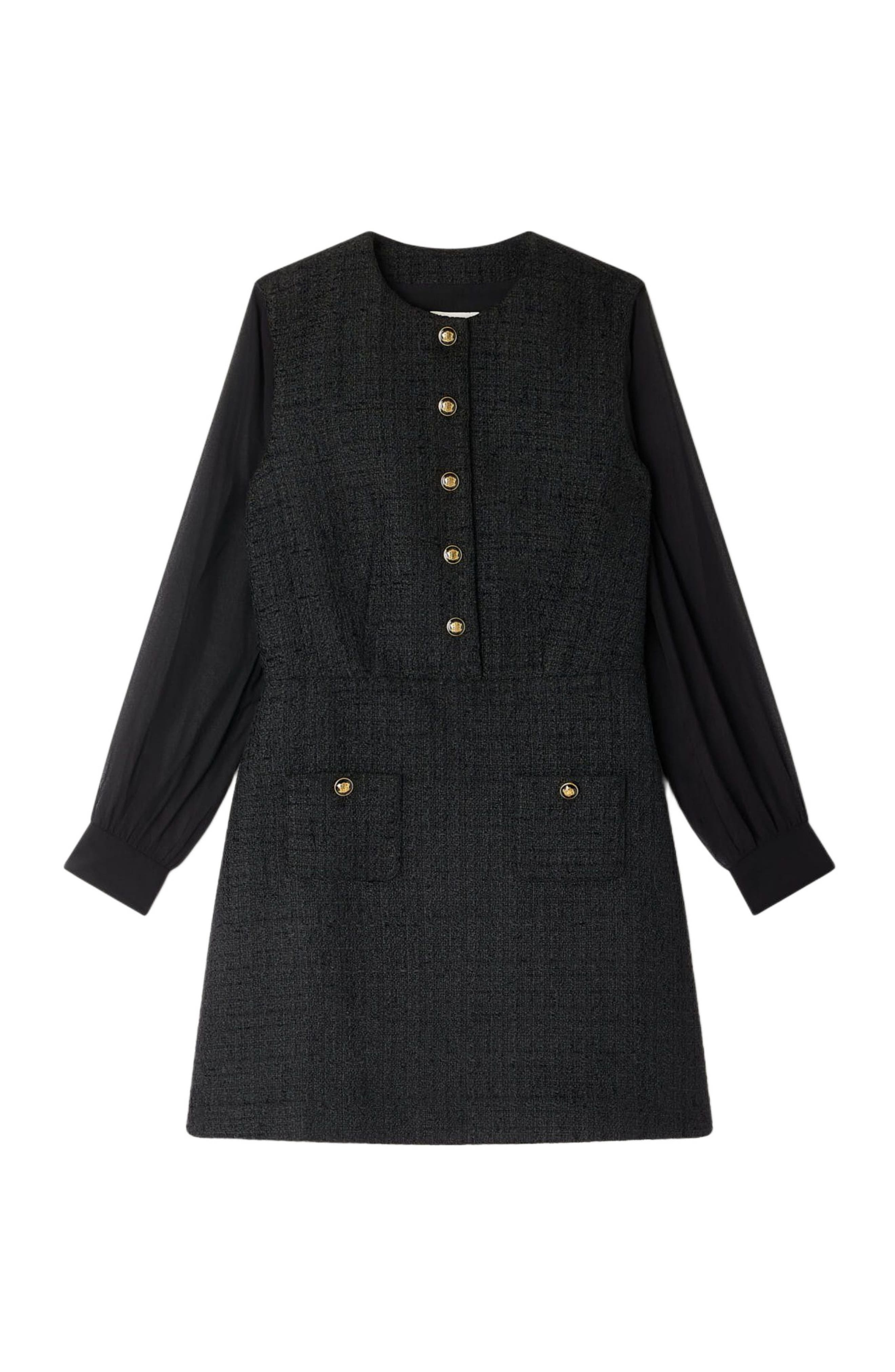 SANDRO Long-sleeved short dress in Black at Nordstrom - 5