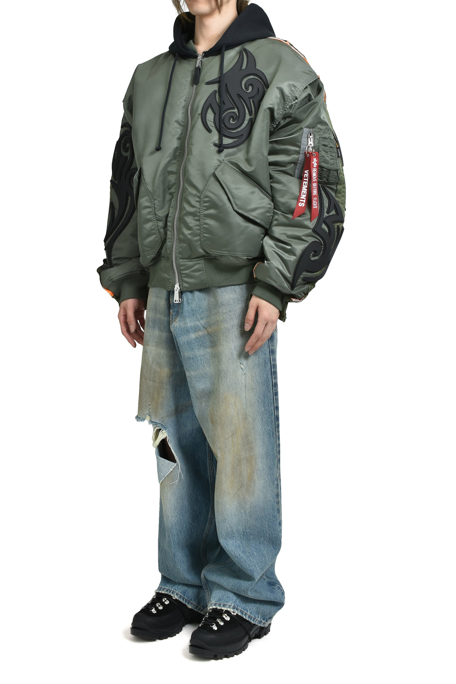 TRIBAL REWORKED BOMBER JACKET / GRN / BLK - 5