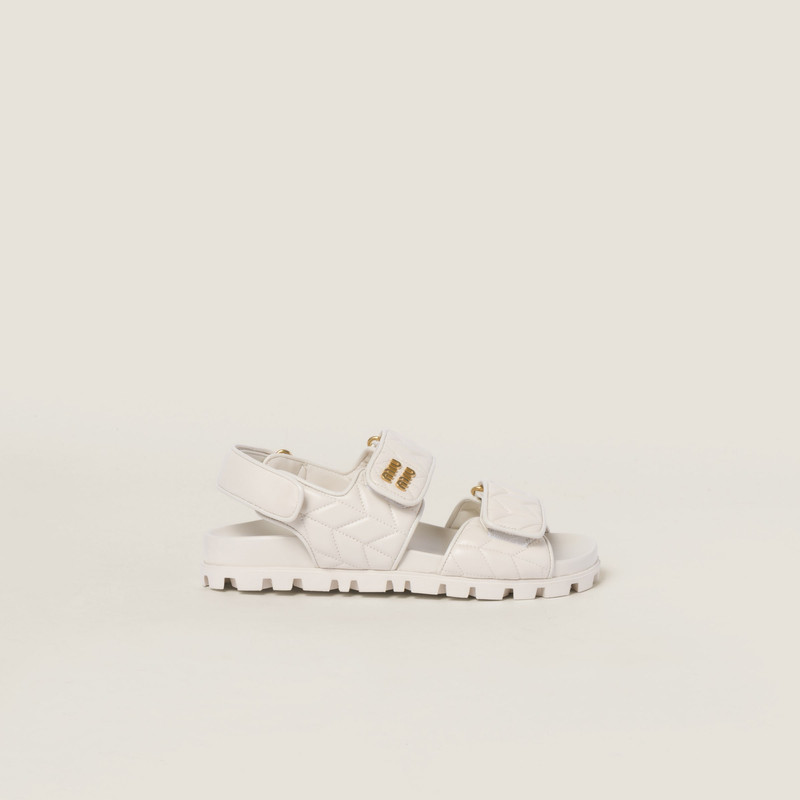 Miu Miu Sporty matelassé nappa leather sandals outlook