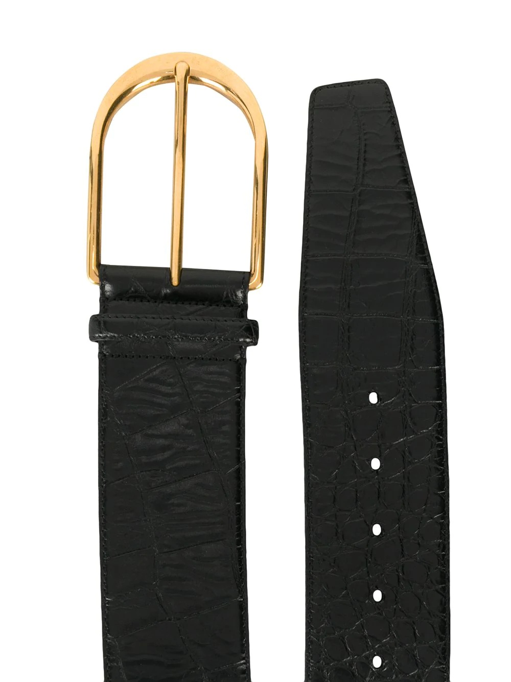 crocodile-embossed buckle belt - 2