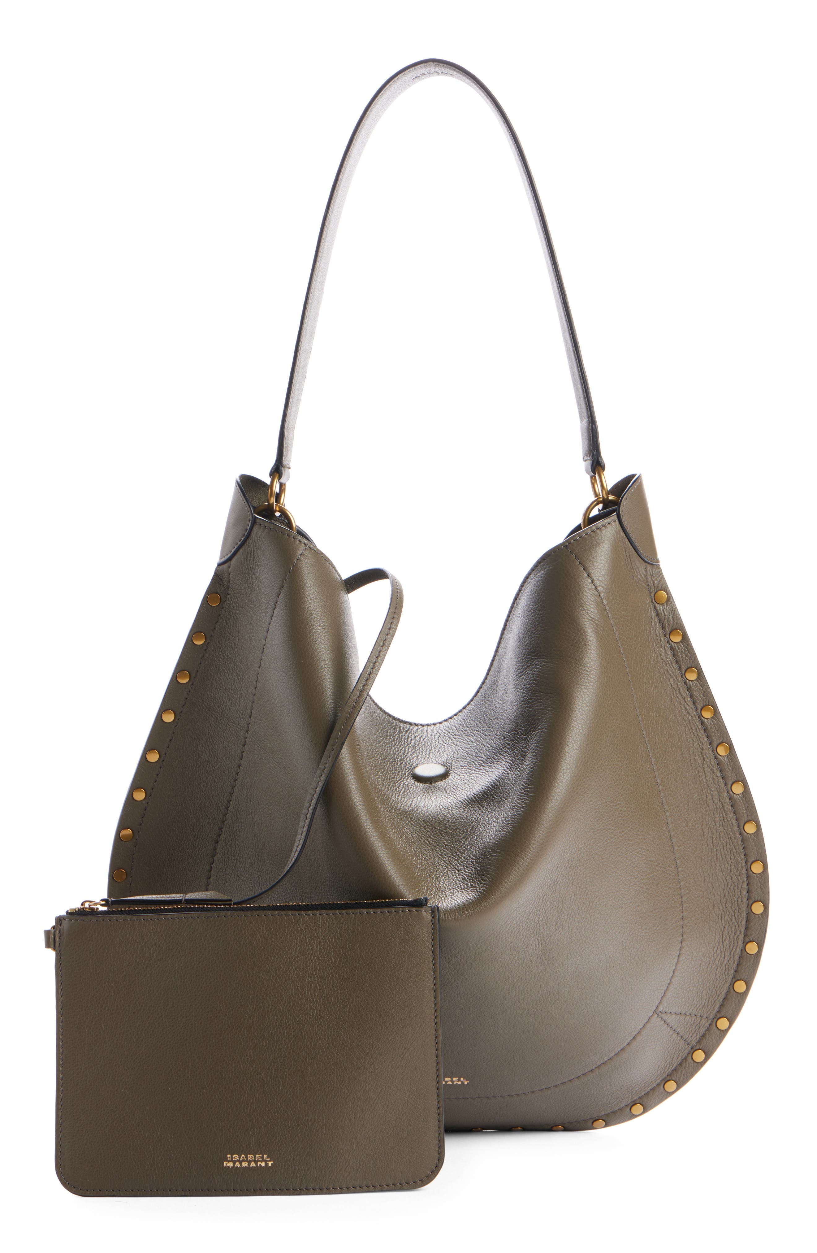 Isabel Marant Oskan Leather Hobo Bag in Khaki at Nordstrom - 5