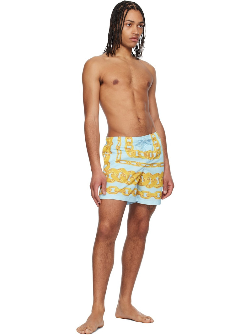 VERSACE Blue & Yellow Medusa Chains Swim Shorts outlook