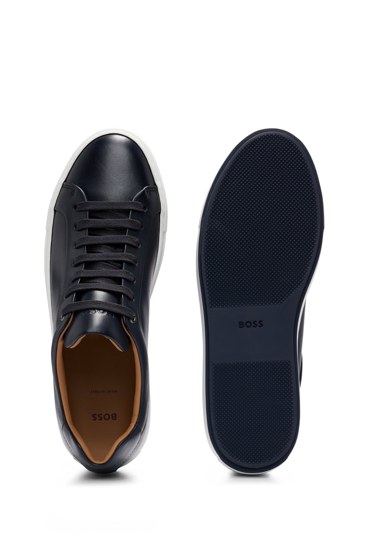 LEATHER CUPSOLE TRAINERS WITH LOGO DETAILS CRAFTED IN ITALY - 4