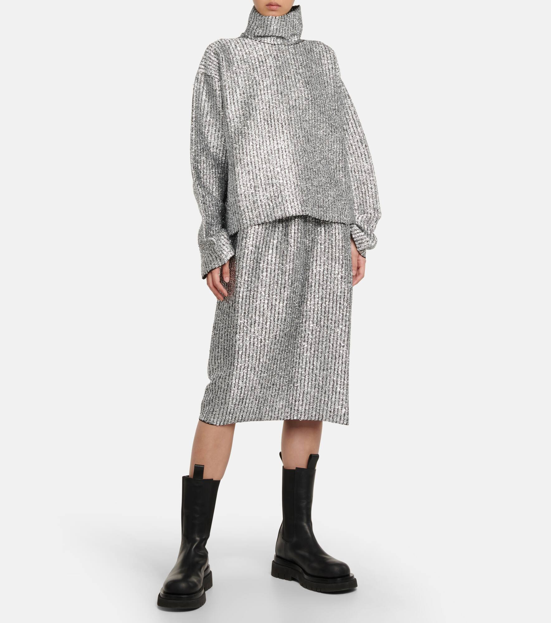 2 Moncler 1952 Lurex® wool-blend midi skirt - 2