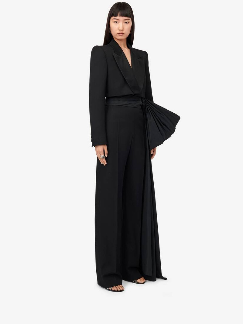 Women's Wide Leg Bow Trousers in Black 3