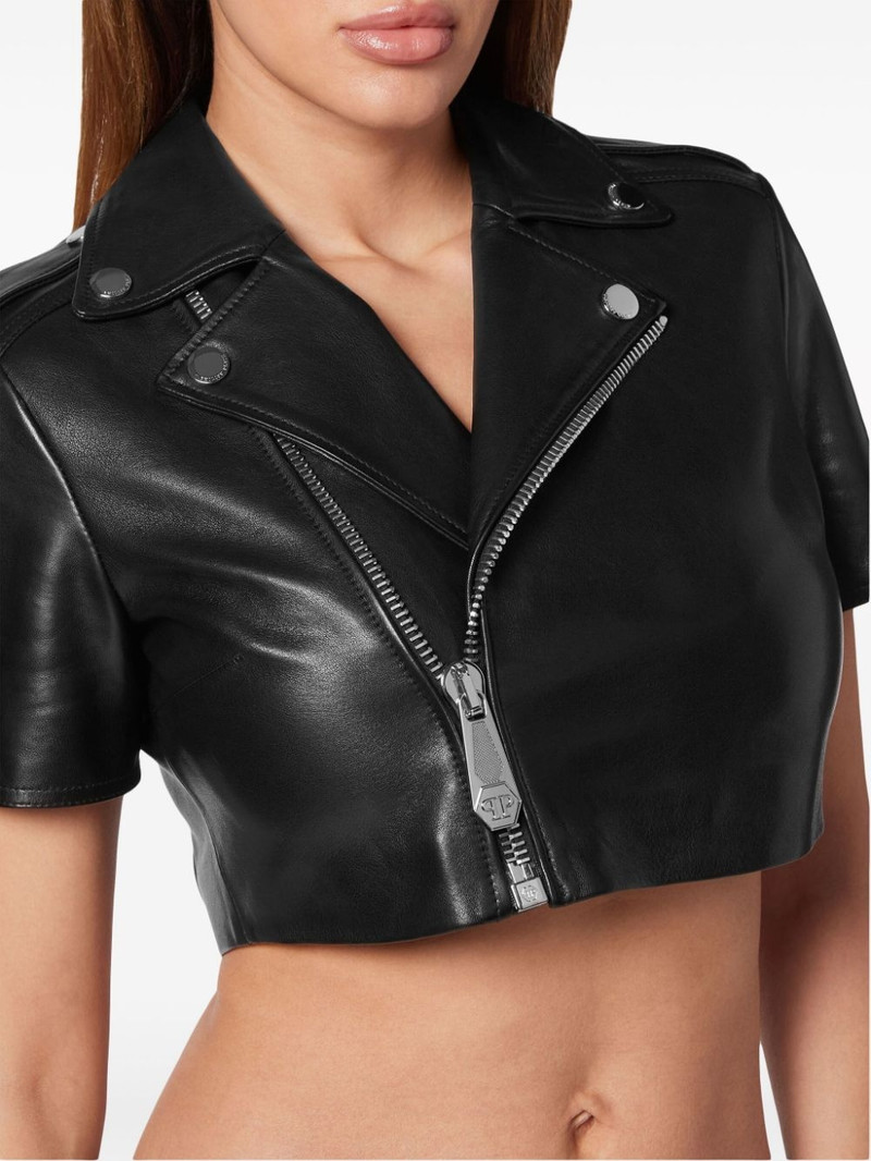 leather cropped biker jacket 5