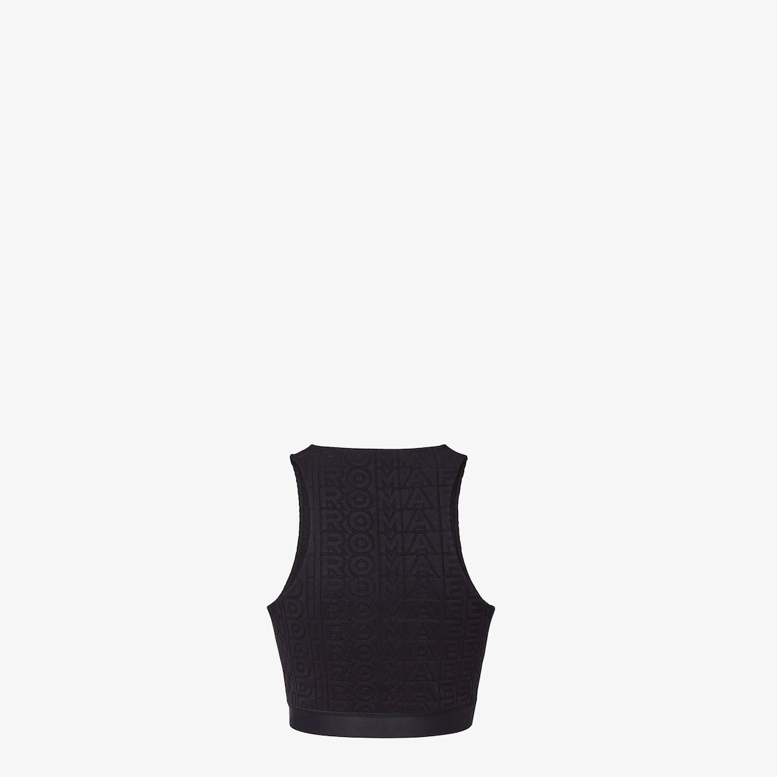 Crop top in black tech fabric. The Fendi Roma logo is reinterpreted by Marc Jacobs in a jacquard wea - 2