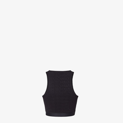 FENDI Crop top in black tech fabric. The Fendi Roma logo is reinterpreted by Marc Jacobs in a jacquard wea outlook