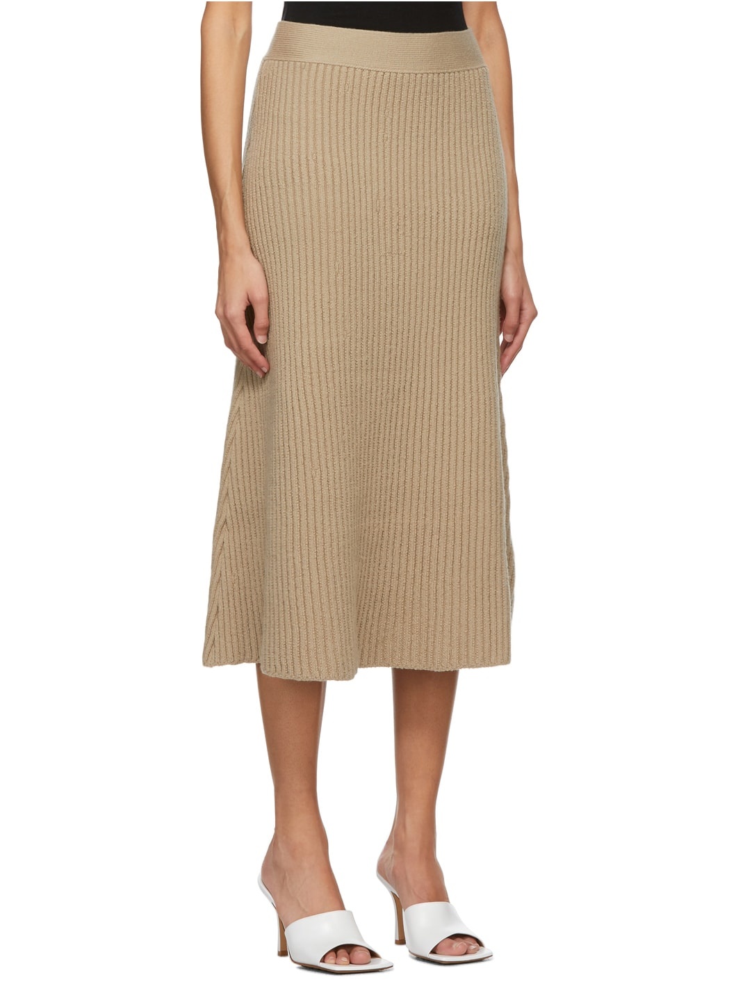 Beige Wool Rib Skirt - 2