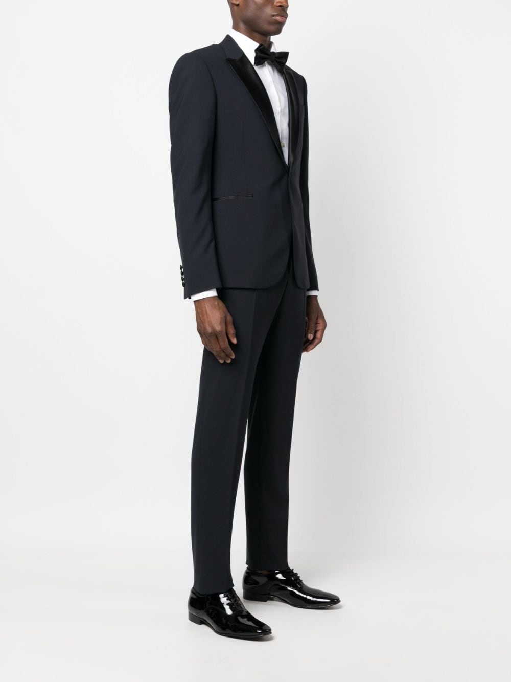 satin-trim single-breasted blazer - 3