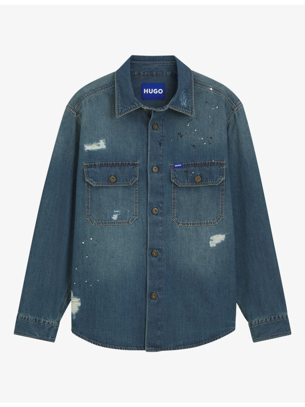 Distressed-Effect Denim Shirt - 1