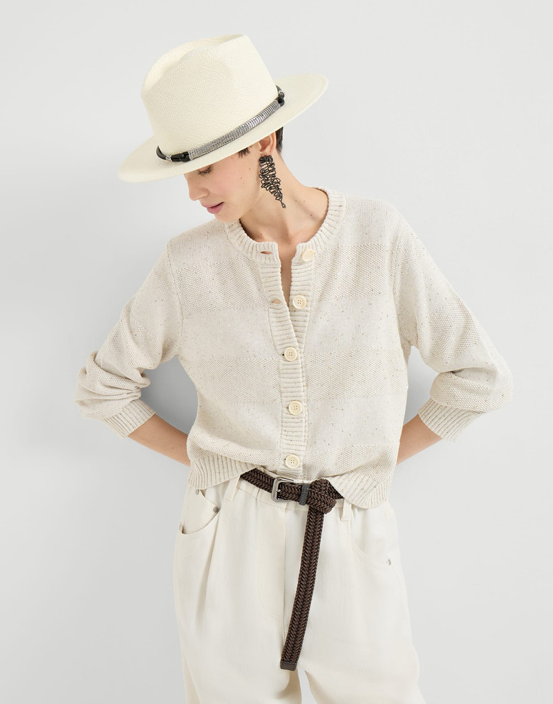 Textured stripe cardigan in cotton Diamond yarn 5