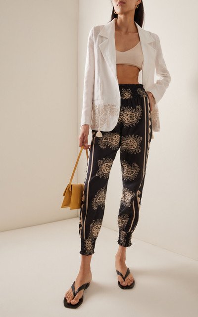 Johanna Ortiz Be In Peace Smocked Paisley Cotton Pants black outlook