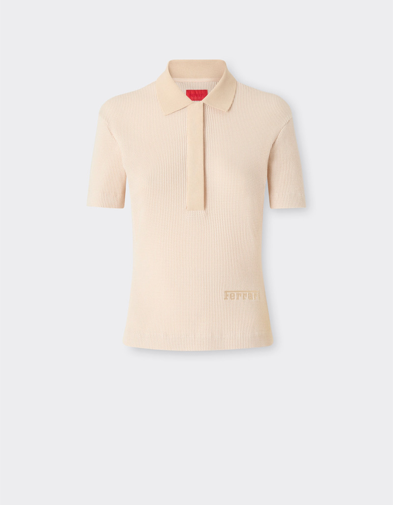 Piquet polo shirt with embroidered Ferrari logo 1
