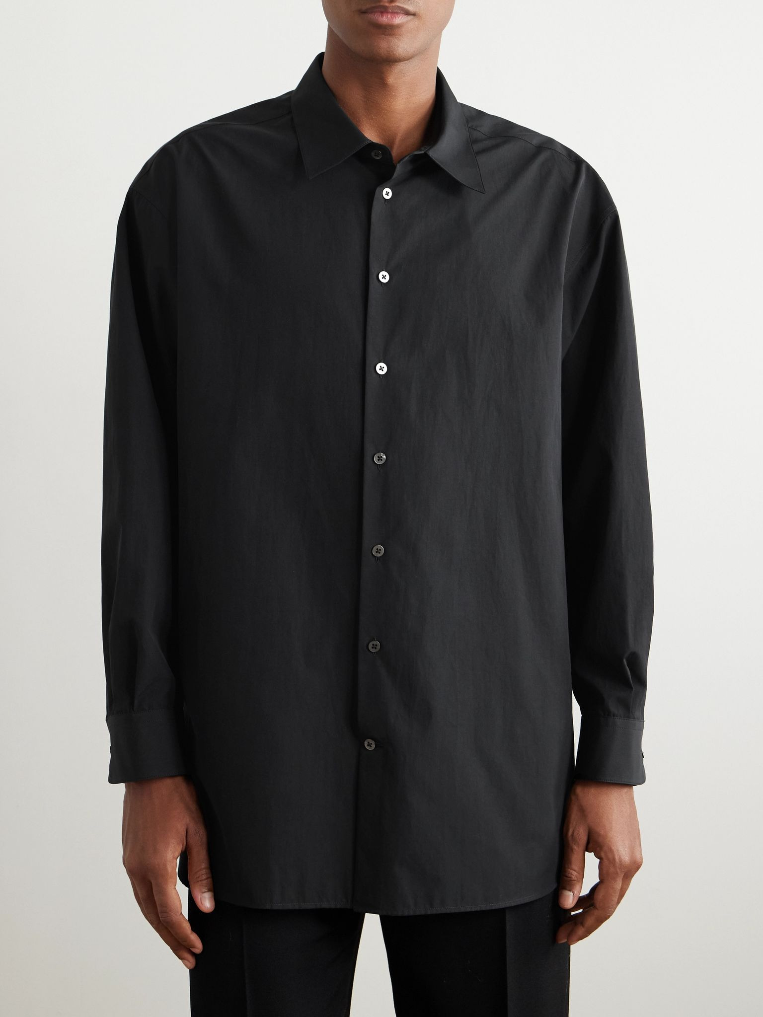Lukre Oversized Cotton-Poplin Shirt Black - 3