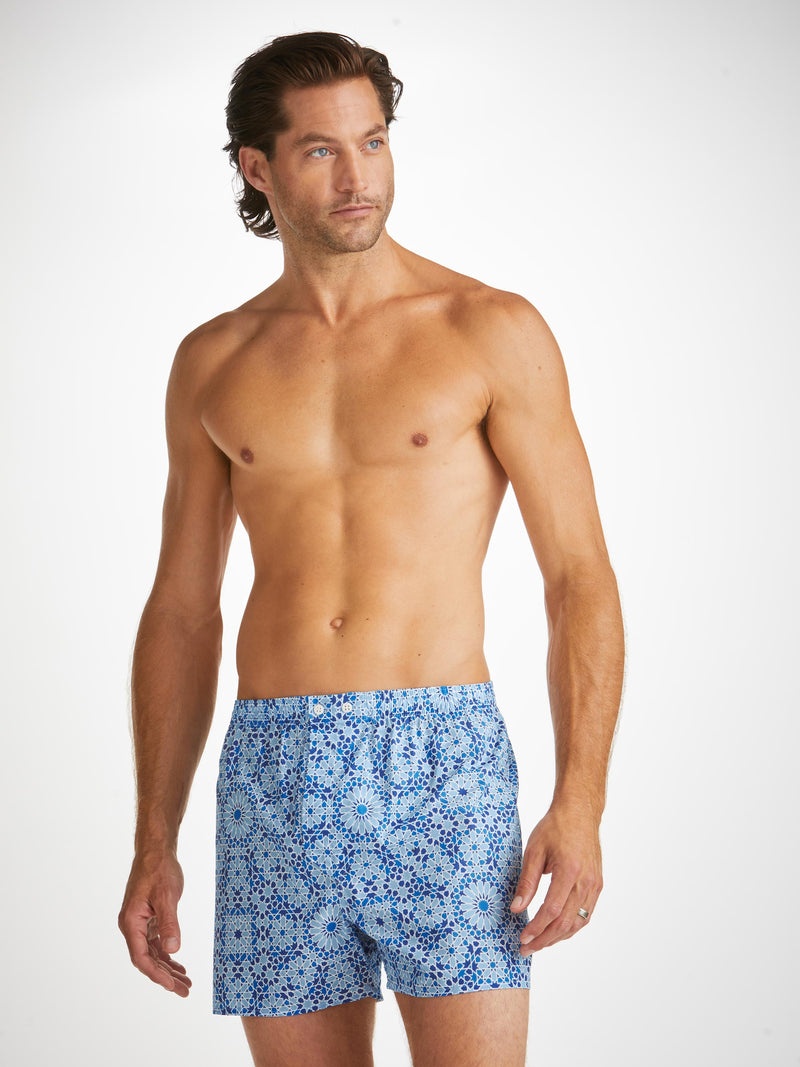 Men's Classic Fit Boxers Ledbury 69 Cotton Batiste Blue - 2